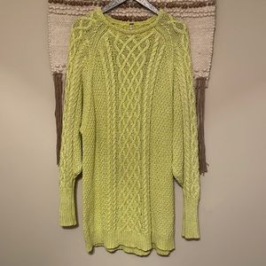 Free People On a Boat Fisherman sweater dress S lime green